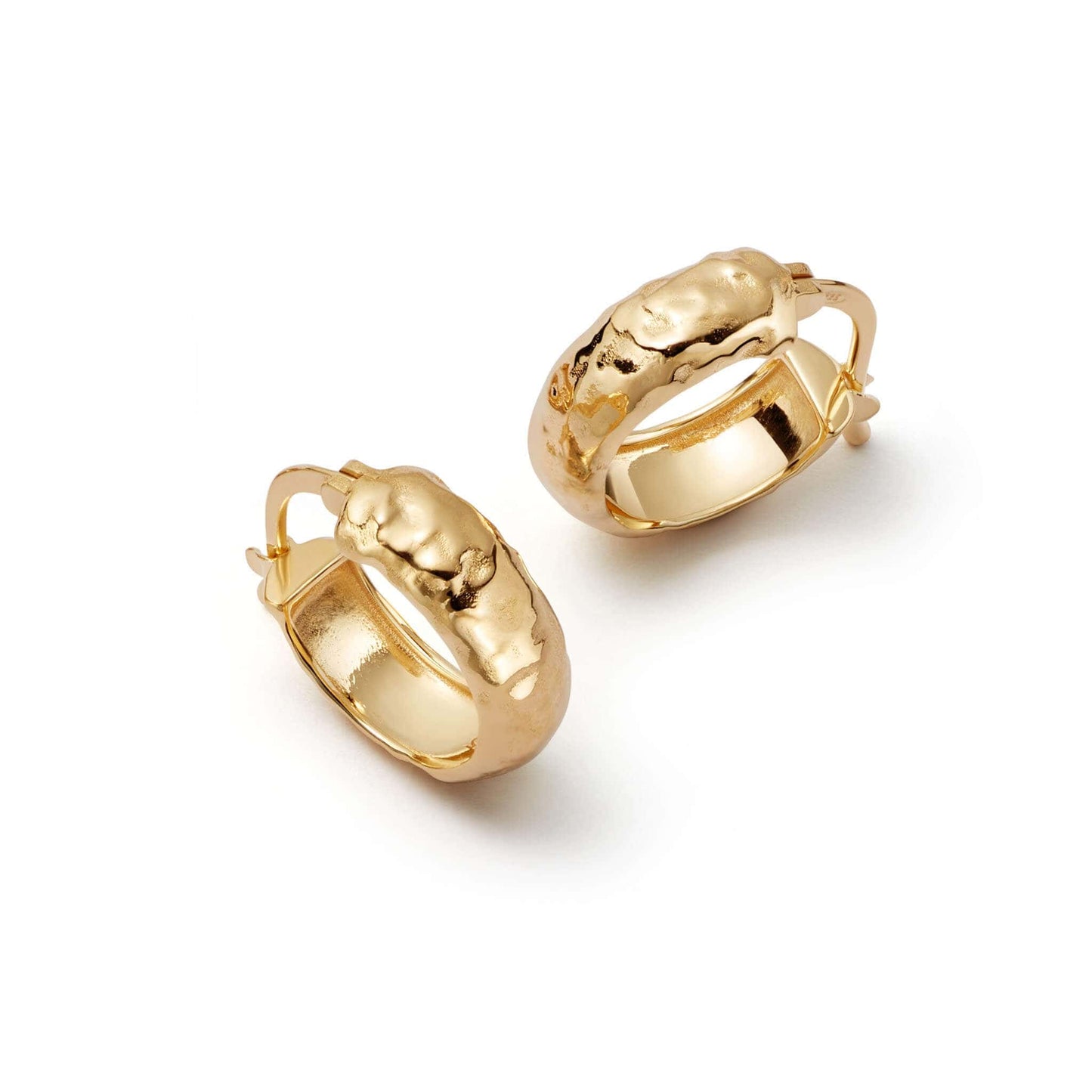 Textured Hoop Earrings 18ct Gold Plate