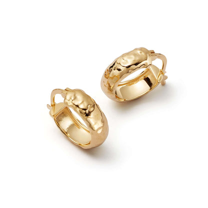 Textured Hoop Earrings 18ct Gold Plate