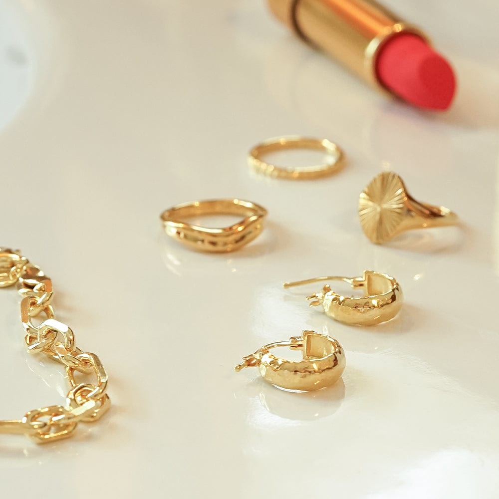 Textured Hoop Earrings 18ct Gold Plate
