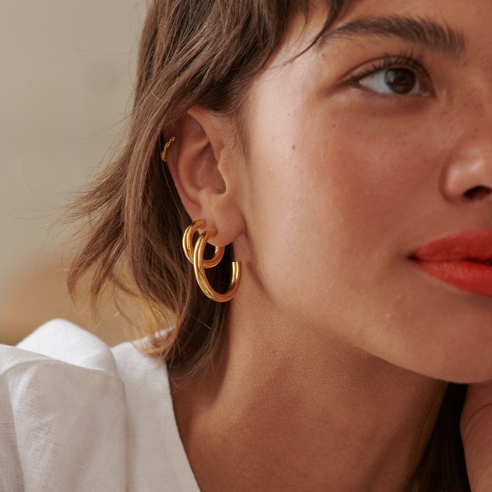 Bold Hoop Earrings 18ct Gold Plate