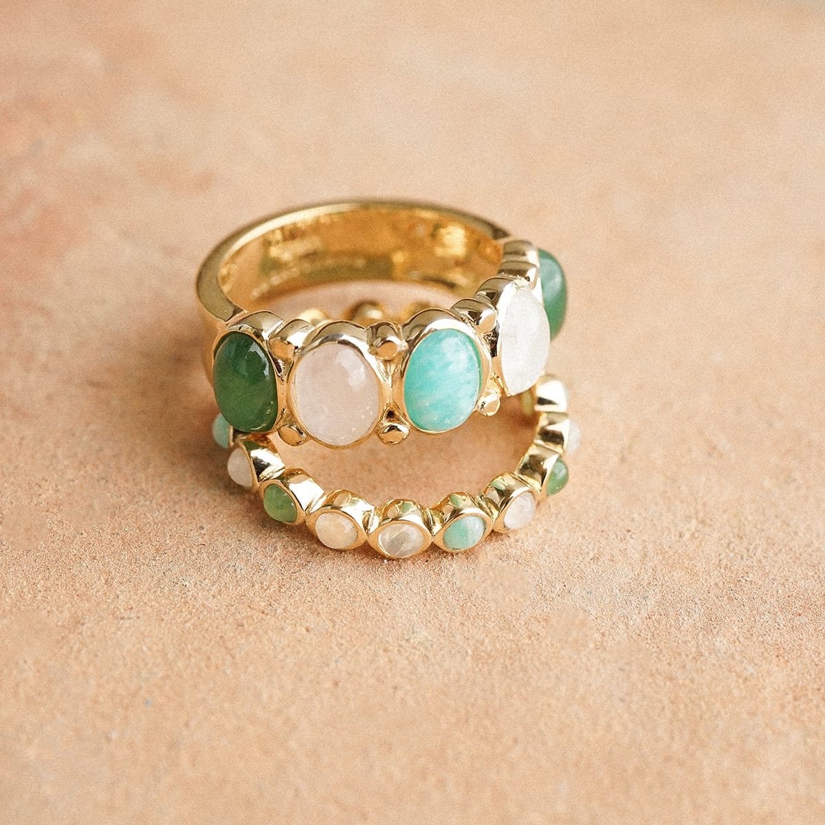 Bold Mixed Gemstone Ring 18ct Gold Plate
