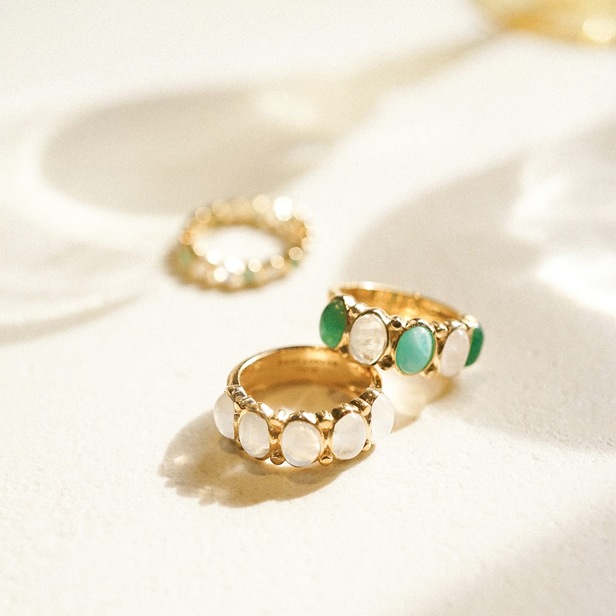 Bold Mixed Gemstone Ring 18ct Gold Plate