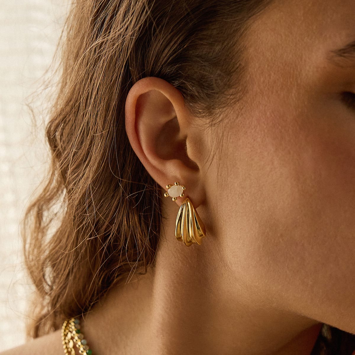 Wave Stud Earrings 18ct Gold Plate