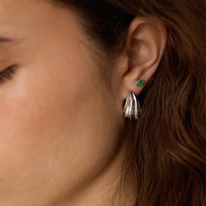 Wave Stud Earrings Silver Plate