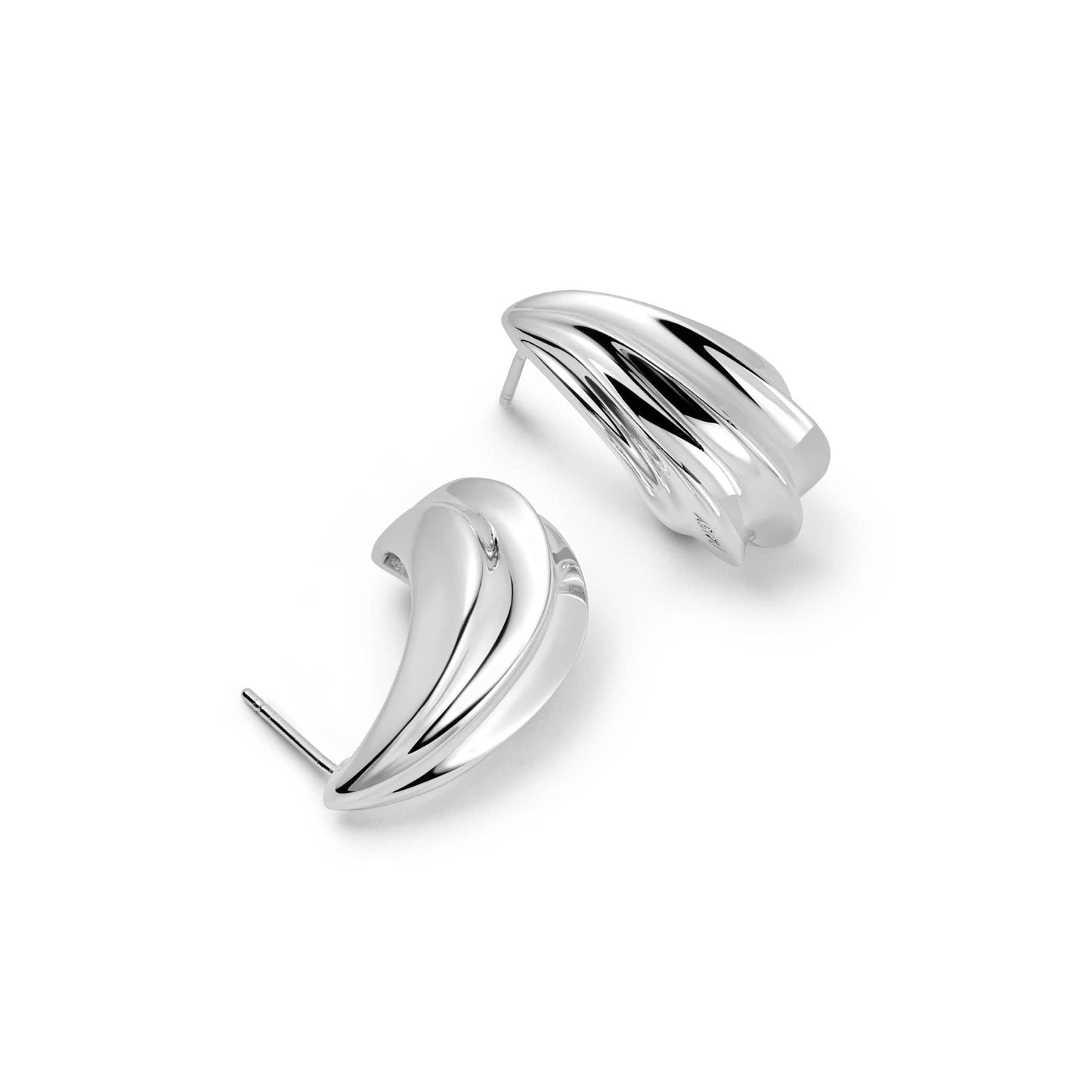 Wave Stud Earrings Silver Plate