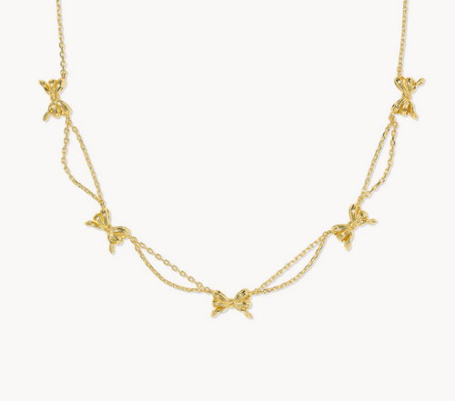 Bow Strand Necklace Gold Metal