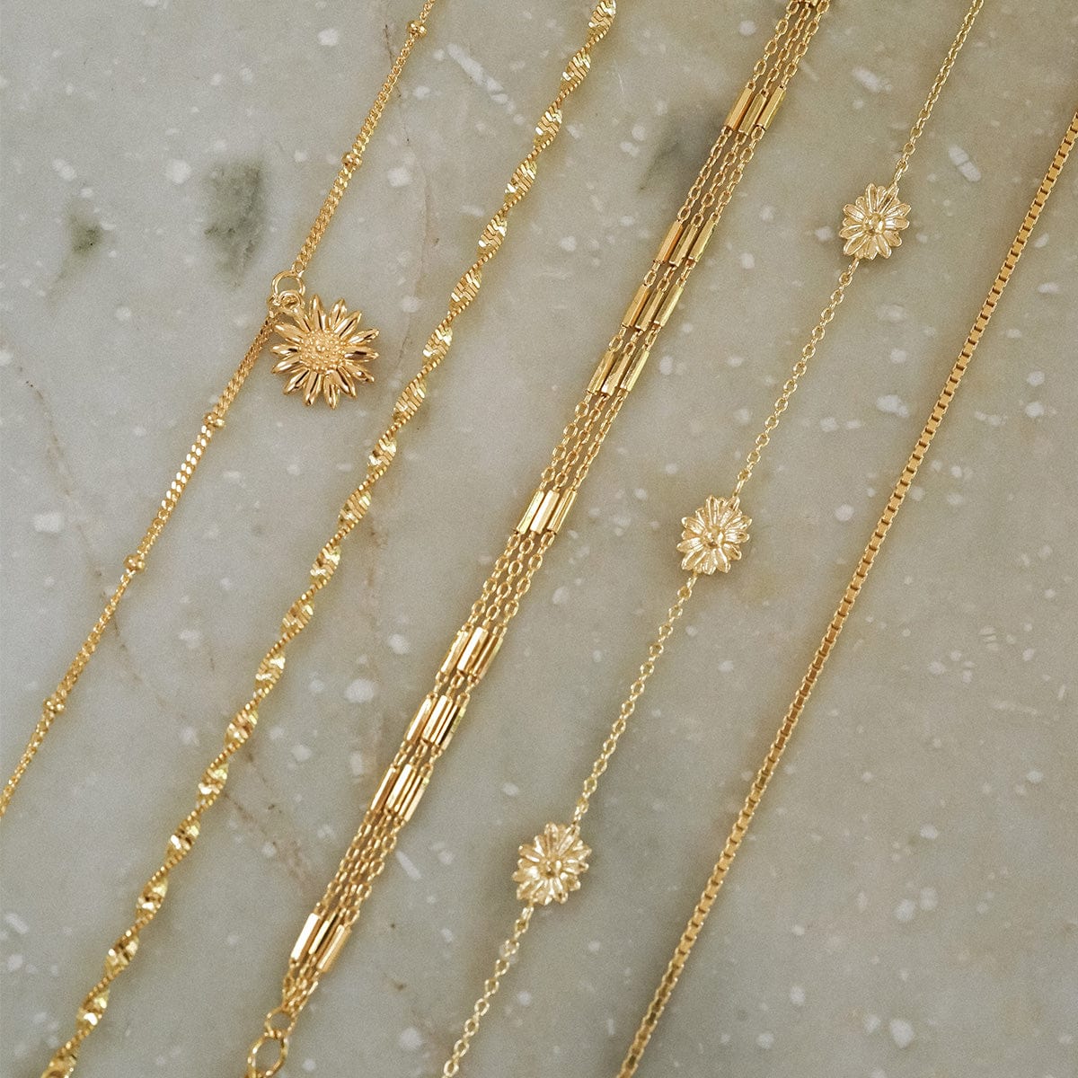 Box Layering Chain Bracelet 18ct Gold Plate
