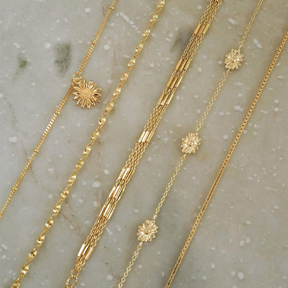 Box Layering Chain Bracelet 18ct Gold Plate