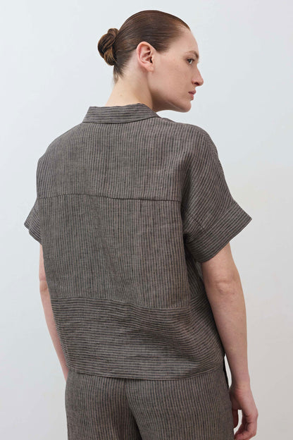 Boxy Linen Cropped Blouse