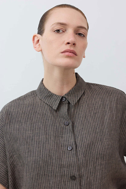 Boxy Linen Cropped Blouse