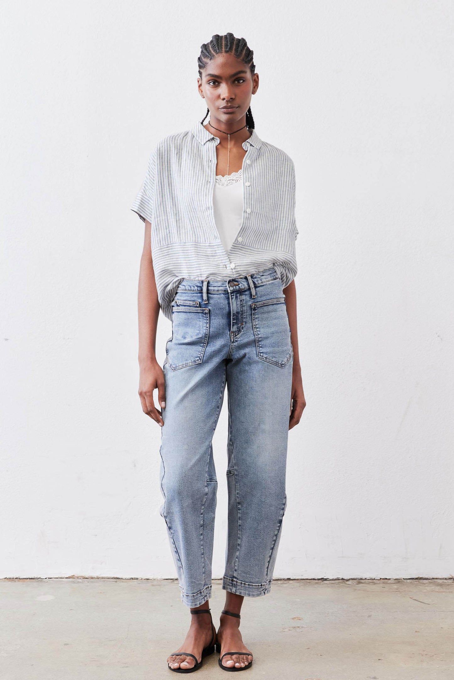 Boxy Linen Cropped Blouse