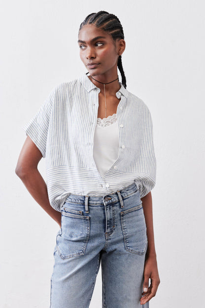 Boxy Linen Cropped Blouse