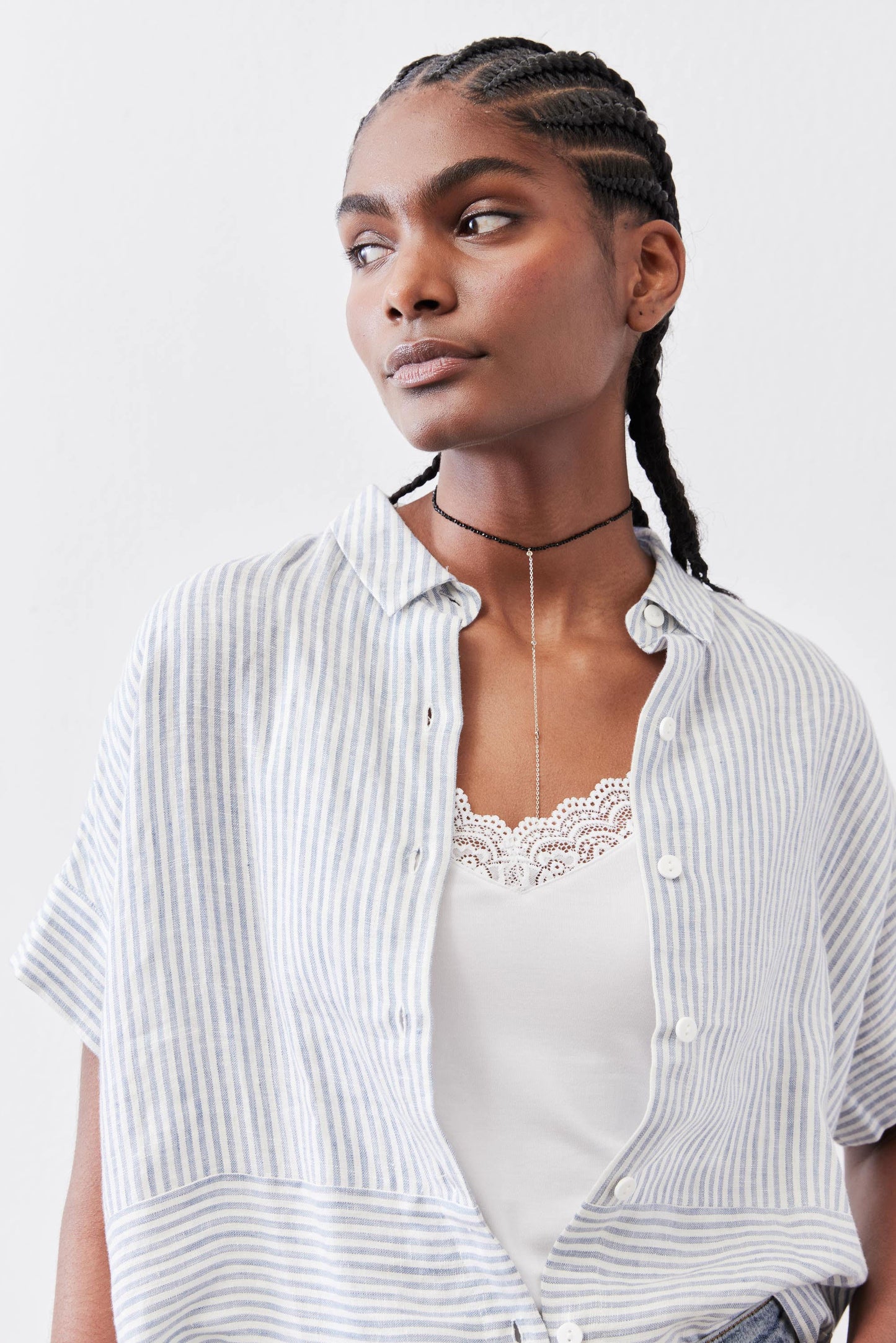 Boxy Linen Cropped Blouse