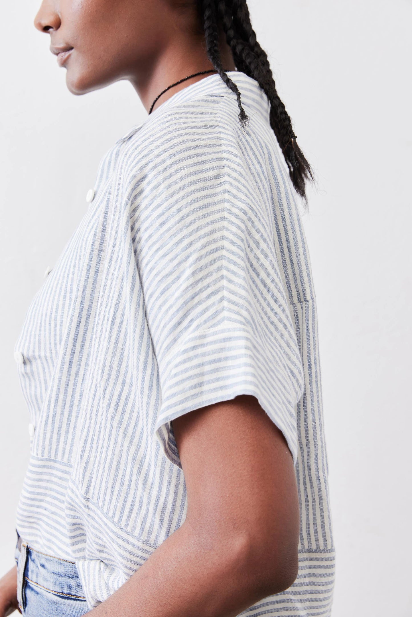 Boxy Linen Cropped Blouse