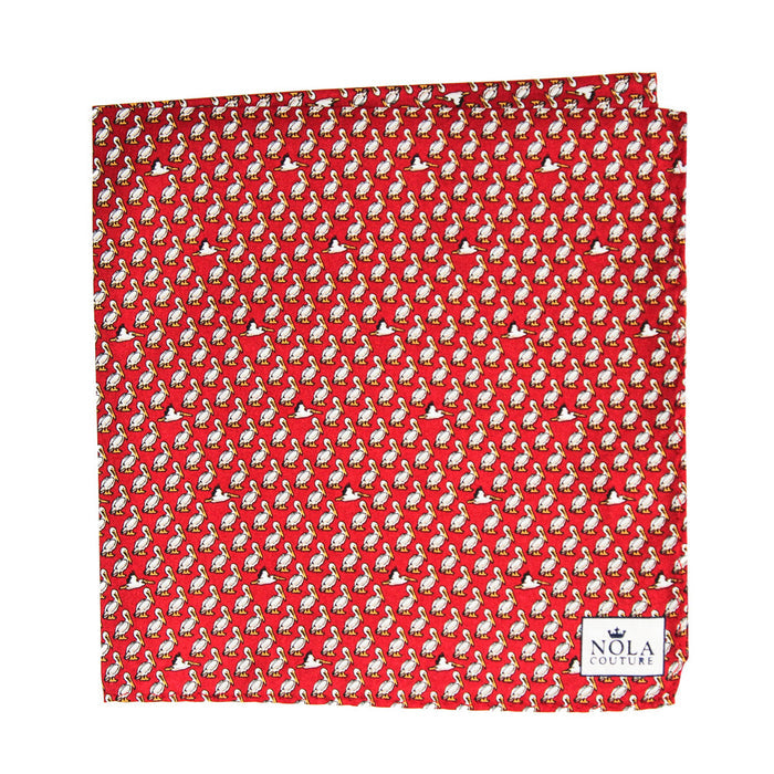 Cayenne Red Pelican Pocket Square
