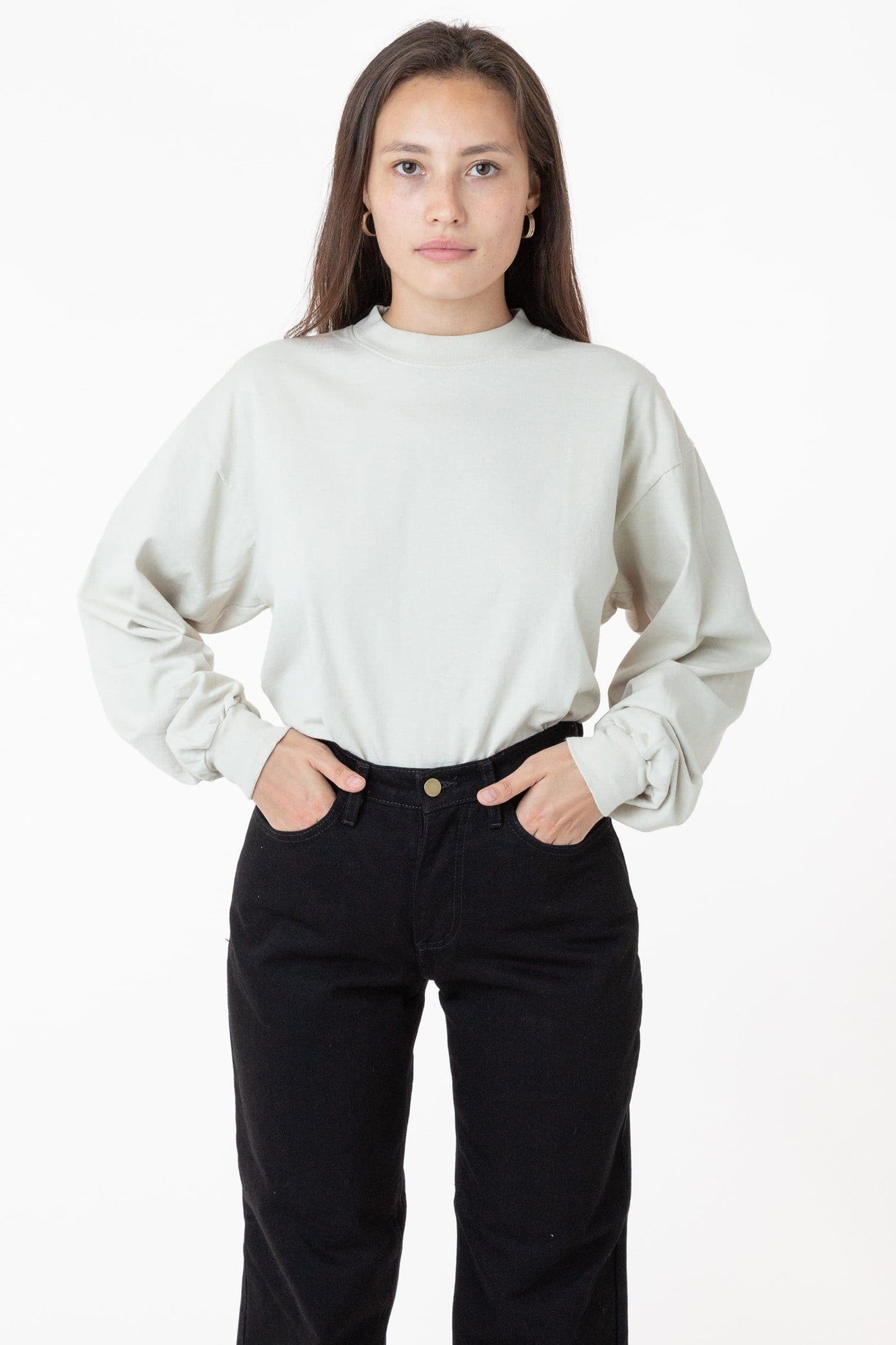 1406GD Unisex - Long Sleeve Garment Dye Mockneck T-Shirt