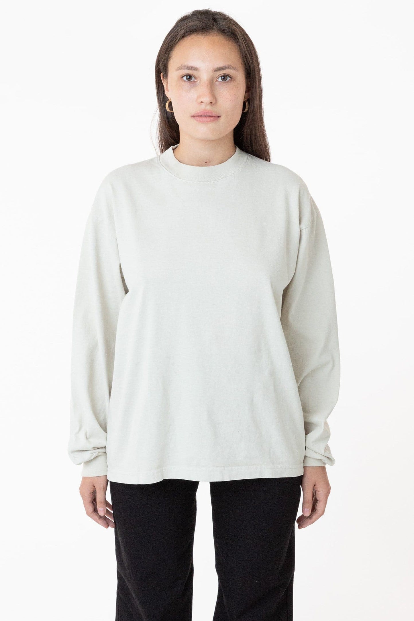 1406GD Unisex - Long Sleeve Garment Dye Mockneck T-Shirt