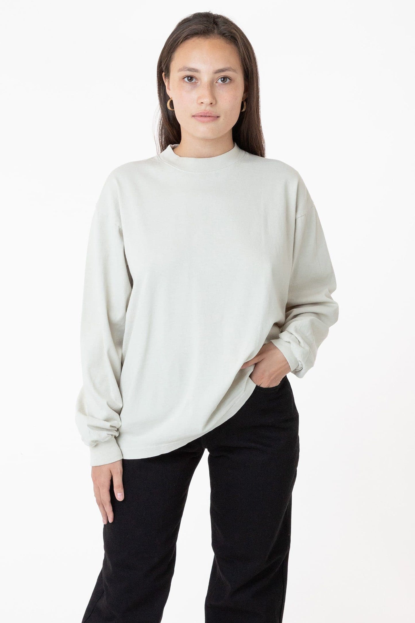 1406GD Unisex - Long Sleeve Garment Dye Mockneck T-Shirt