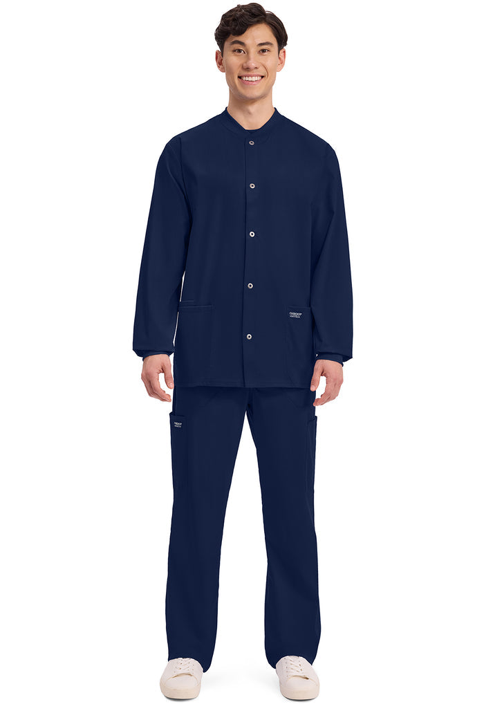 Cherokee Men's Snap Front Warm-Up Solid Scrub Jacket