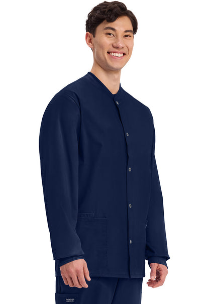 Cherokee Men's Snap Front Warm-Up Solid Scrub Jacket
