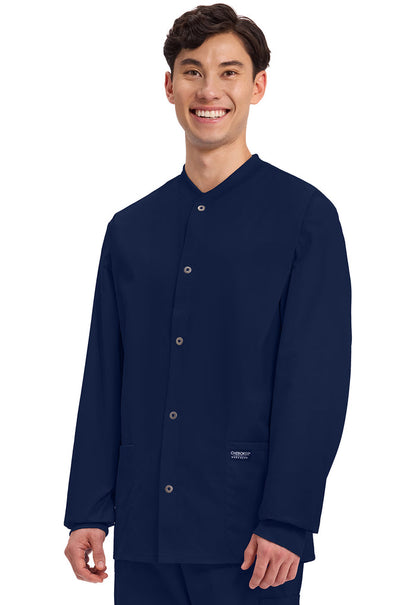 Cherokee Men's Snap Front Warm-Up Solid Scrub Jacket