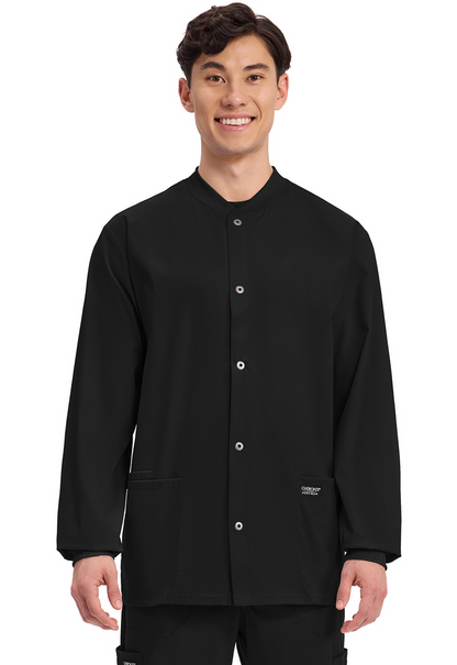 Cherokee Men's Snap Front Warm-Up Solid Scrub Jacket