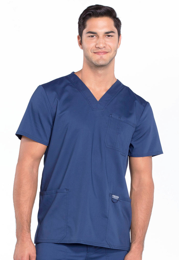 Cherokee Workwear Revolution Men's Navy Blue Scrub Top