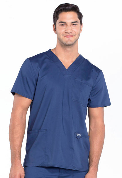 Cherokee Workwear Revolution Men's Navy Blue Scrub Top