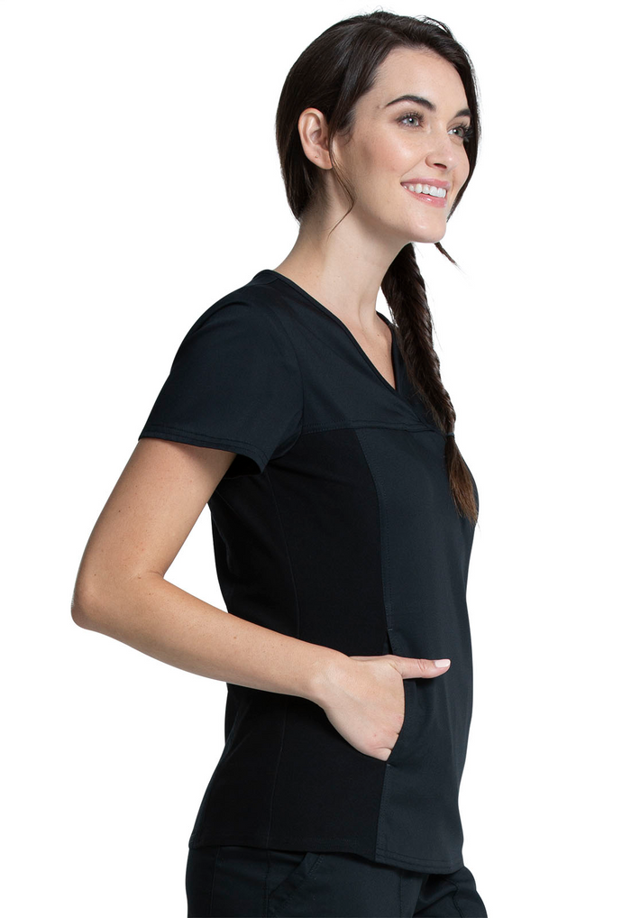 Cherokee Women's Knit Panel Solid Scrub Top