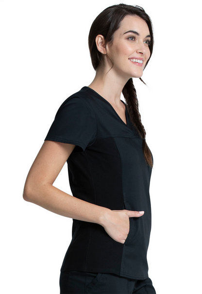 Cherokee Women's Knit Panel Solid Scrub Top