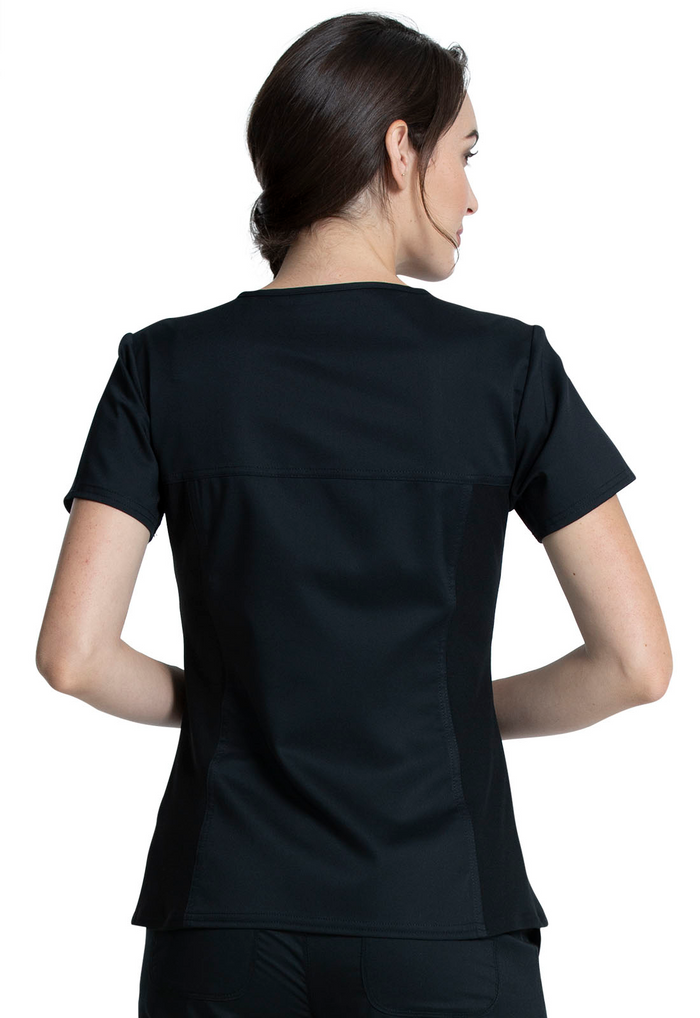 Cherokee Women's Knit Panel Solid Scrub Top