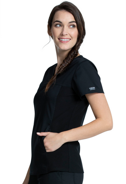 Cherokee Women's Knit Panel Solid Scrub Top