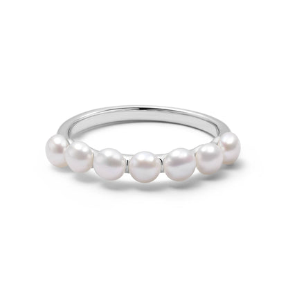 Chunky Pearl Band Ring Sterling Silver