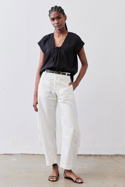 Cinched Neck Light Poplin Top
