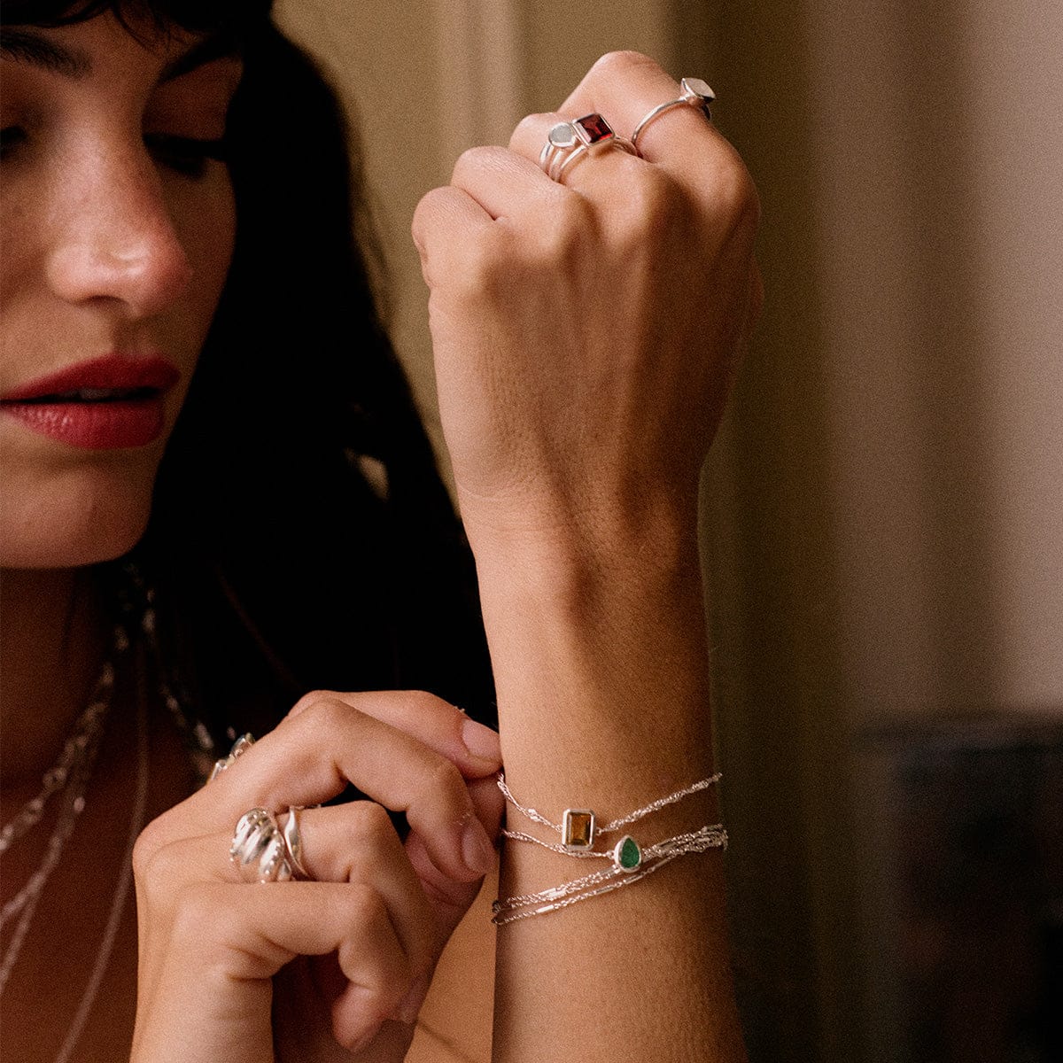 Citrine November Birthstone Charm Bracelet Sterling Silver