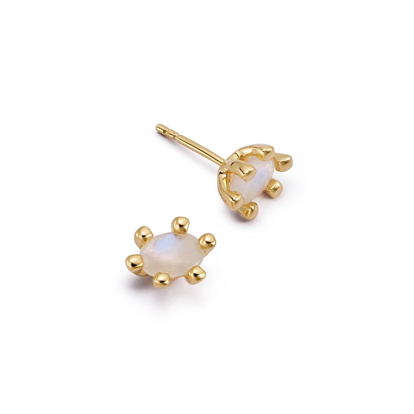 Moonstone Claw Stud Earrings 18ct Gold Plate