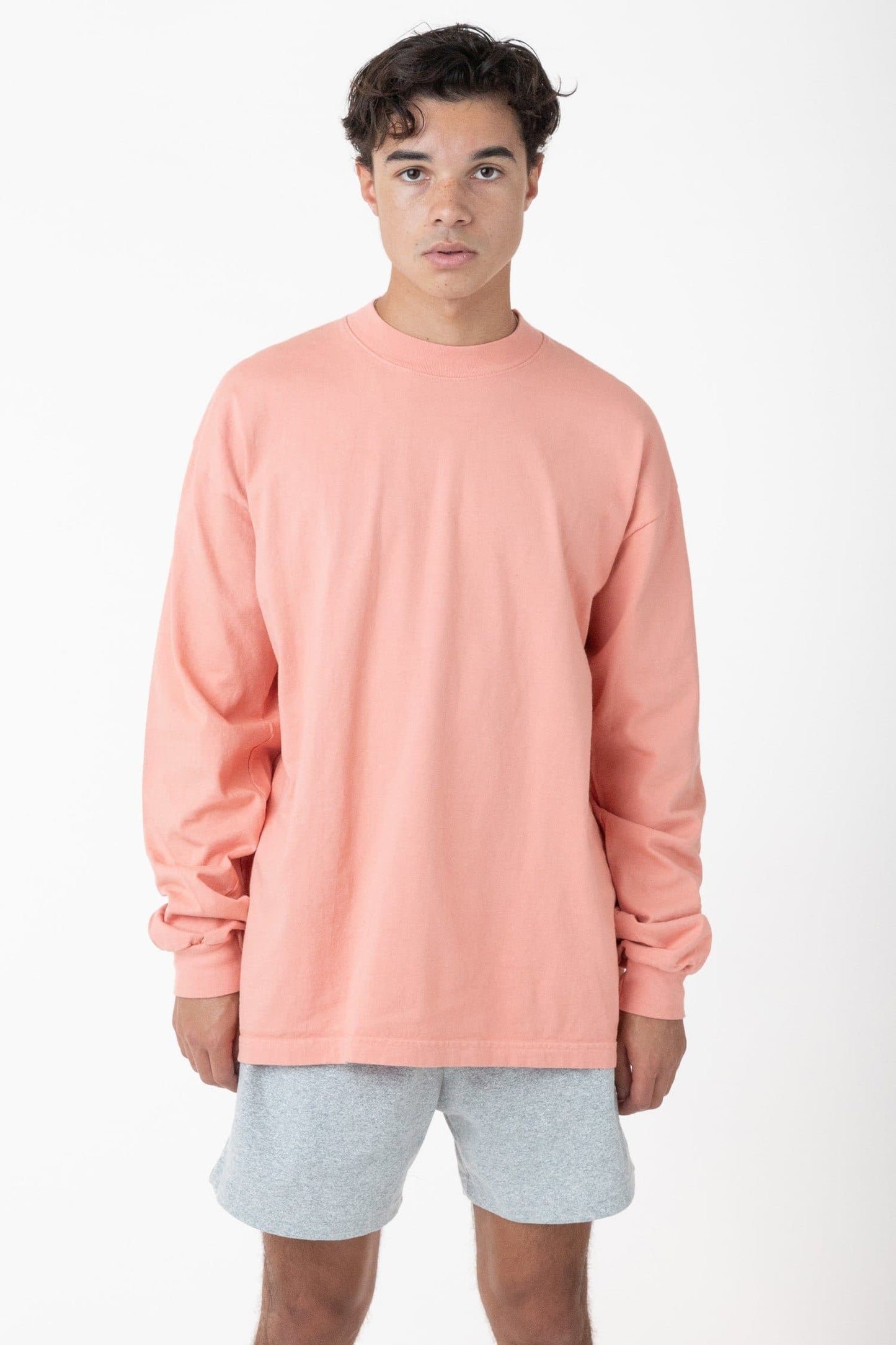 1406GD - Long Sleeve Garment Dye Mockneck T-Shirt