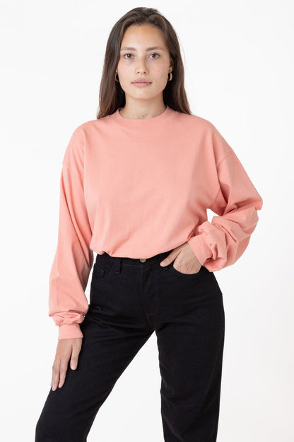 1406GD Unisex - Long Sleeve Garment Dye Mockneck T-Shirt