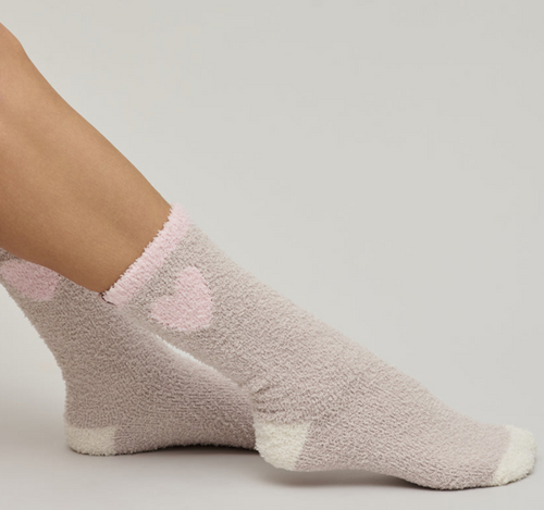 Cozy Chic Color Block Heart Multi Socks Stone Multi