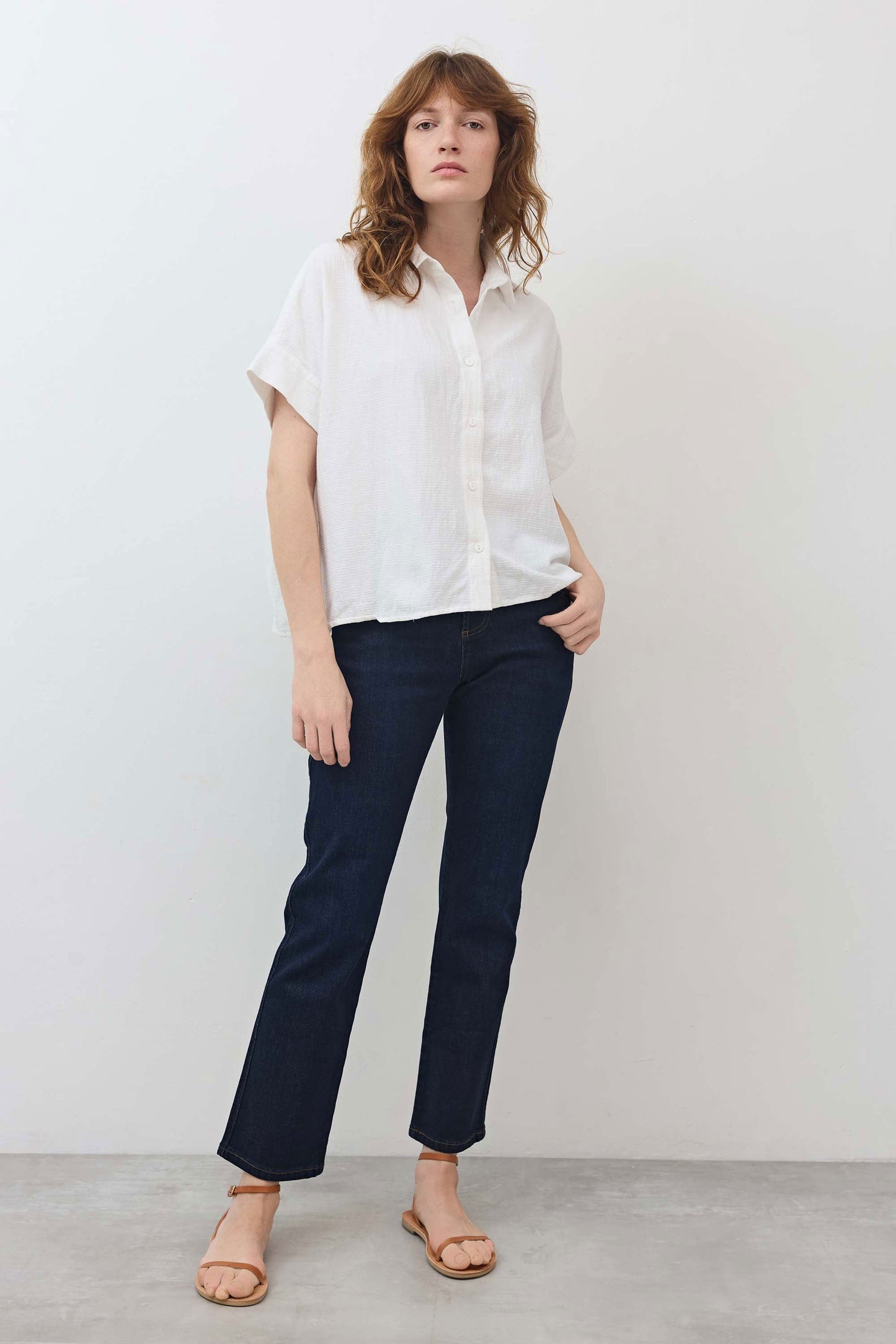 The Petite Crop Mid-Rise Straight Jeans