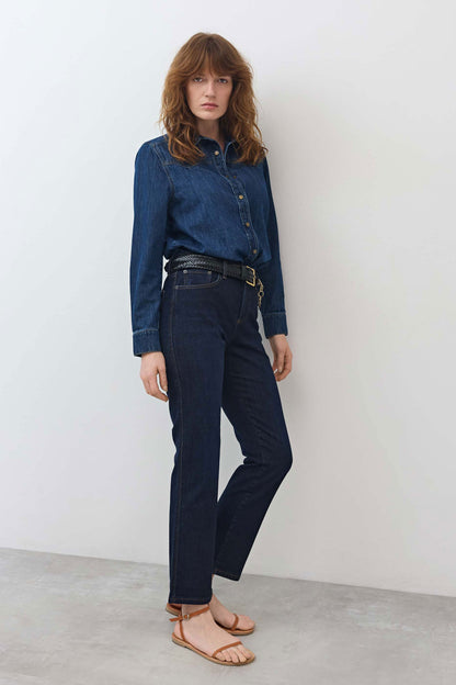 The Petite Crop Mid-Rise Straight Jeans