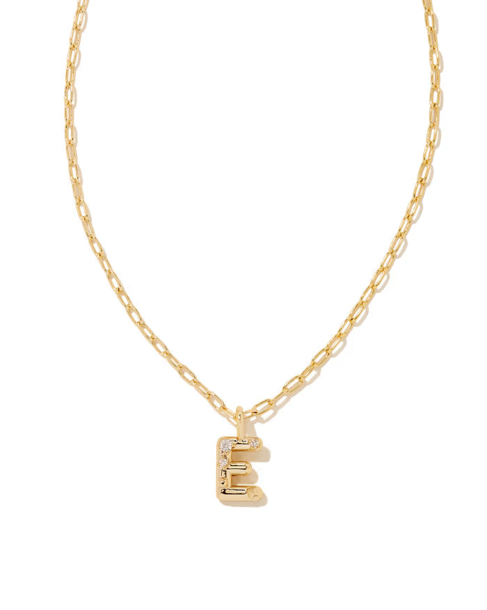 Crystal Gold Metal Pendant Necklace LETTER E
