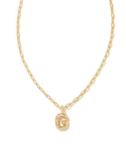 Crystal Gold Metal Pendant Necklace LETTER G