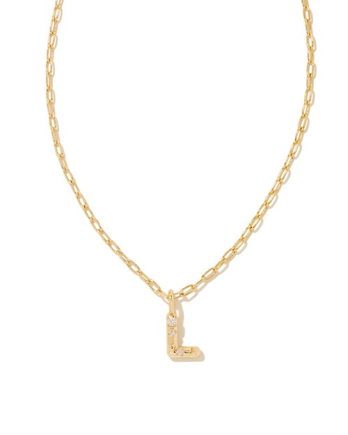 Crystal Gold Metal Pendant Necklace LETTER L