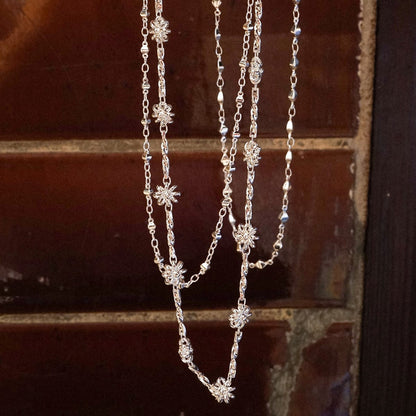 Diamond Disc Chain Necklace Silver Plate