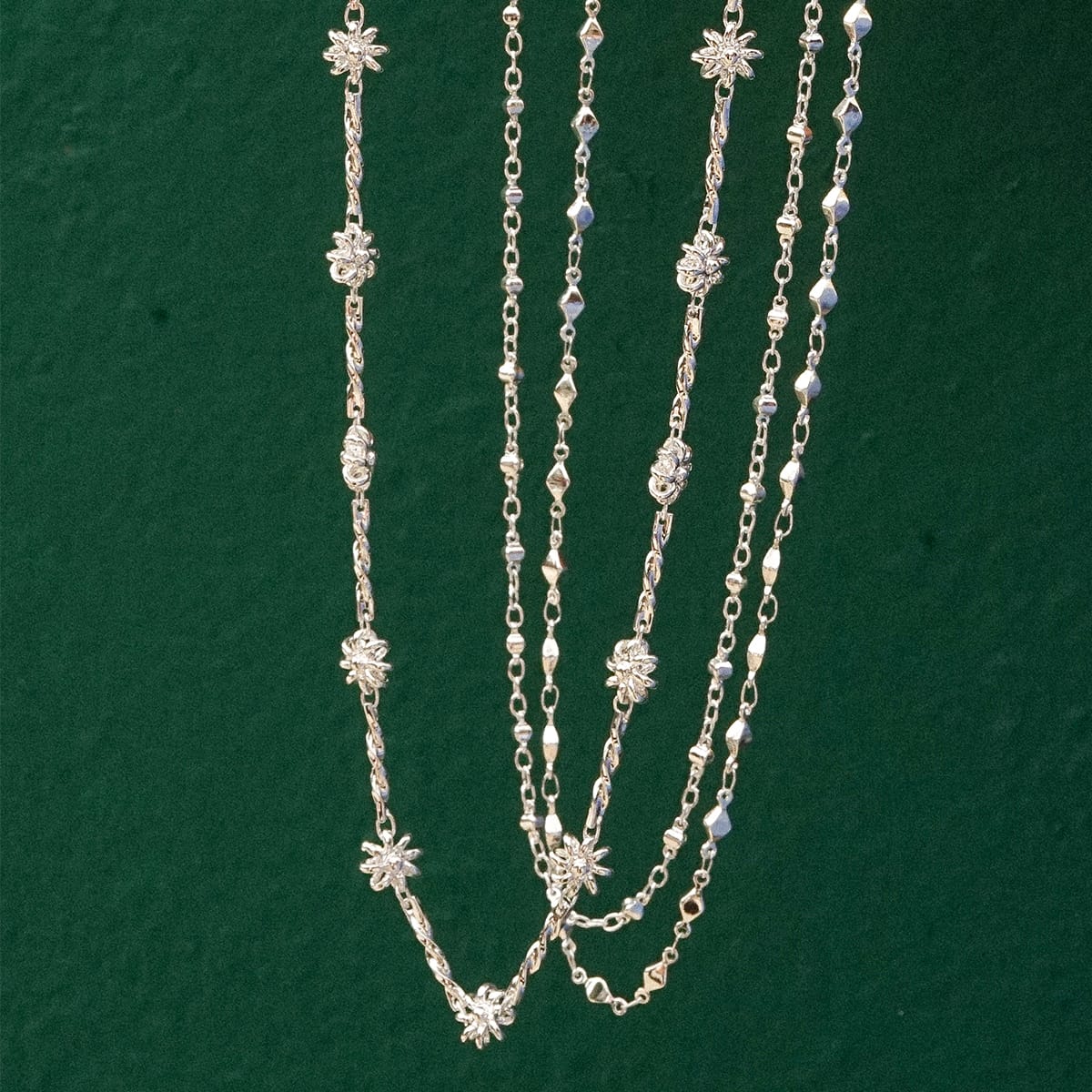 Daisy Chain Twist Necklace Silver Plate
