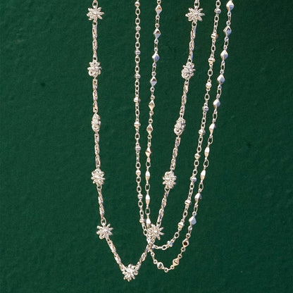 Diamond Disc Chain Necklace Silver Plate
