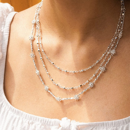 Daisy Chain Twist Necklace Silver Plate