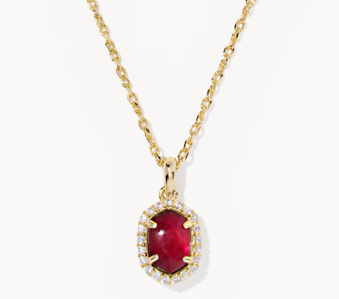 Daphne Crystal Frame Pendant Necklace Burgundy Illusion Gold