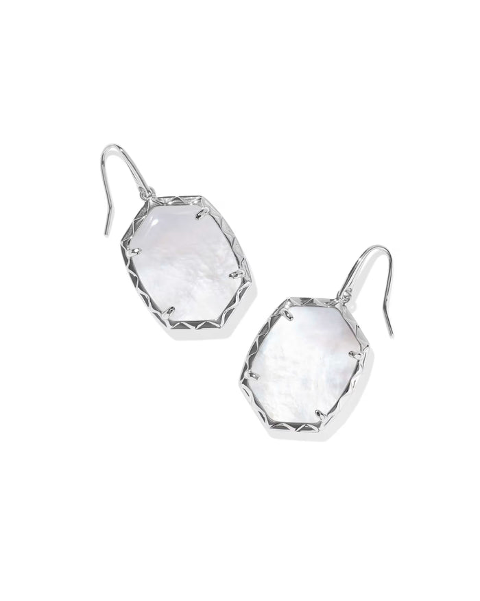 Daphne Drop Earrings Rhodium Ivory MOP